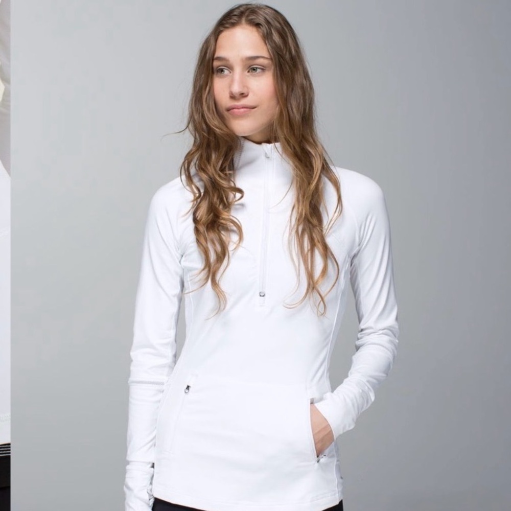 Lululemon Womens Size 6 Run With Grace 1/2 Zip Pullover Top Jacket White